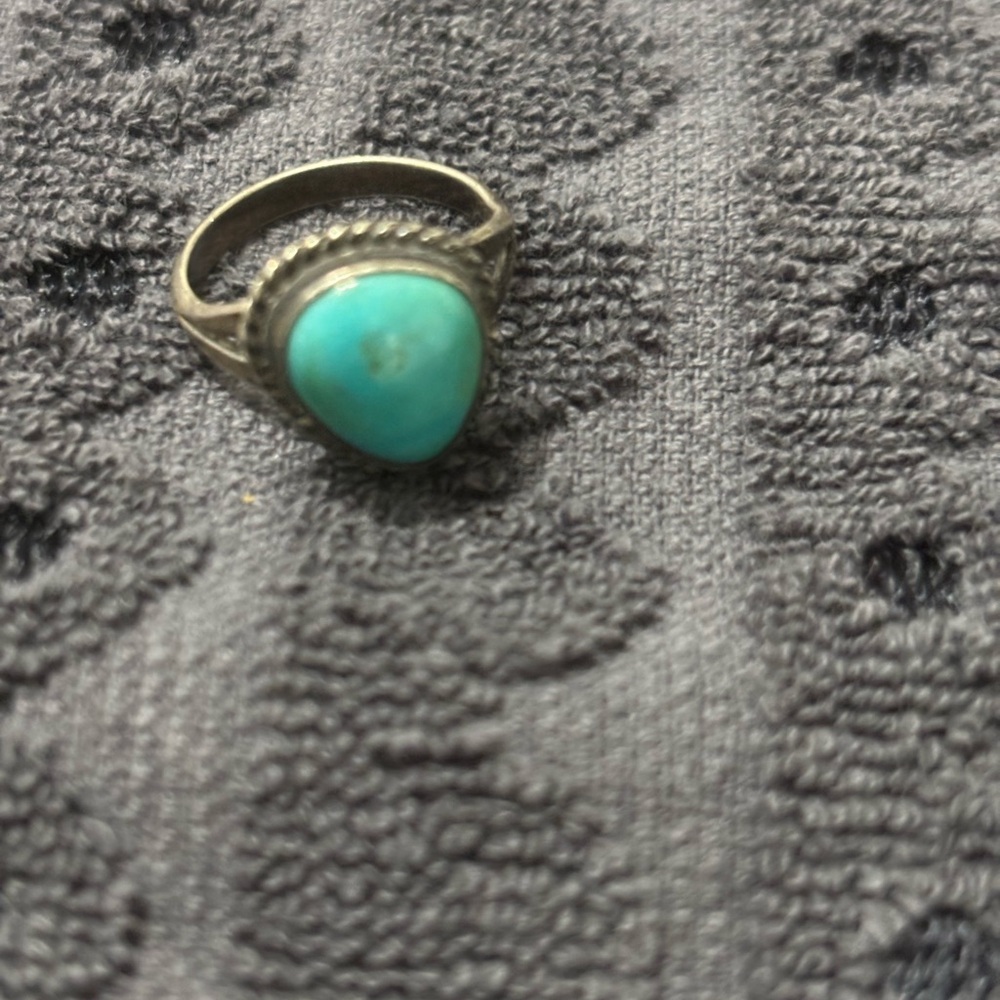 Turquoise Gemstone Silver Ring Native American - image 1